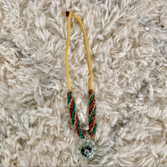 Handmade Hemp and Blown Glass Statement Necklace - Picture 6 of 8